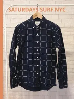 SATURDAYS SURF NYC 長袖ボタンダウンシャツ XS 総柄のサムネイル