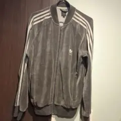 【希少ベロア】アディダス ファイヤーバード トラックジャケット Lグレー