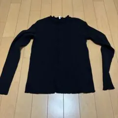 GU ブラックリブ編み長袖カットソー 150