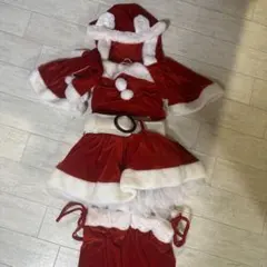 サンタコスチューム 赤 ベルベット フード付M