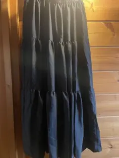 Heather 黒 ティアードロングスカート