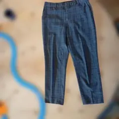 秋冬用チェック柄 スラックス グレー