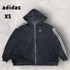 adidas アディダス フルジップ フーディ ジャケット ボア ブラック XS