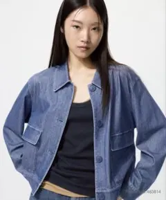 【新品】UNIQLO ユニクロ ジャージーリラックスジャケット ブルー　Sのサムネイル