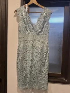 タダシショージ ロングドレス キャップスリーブ 総柄 10 金 ナイロン