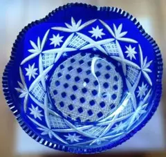 江戸切子 鉢 瑠璃色 伝統工芸品 - メルカリ