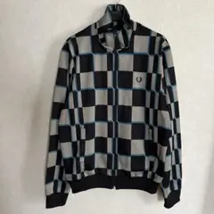 『大人気』　フレッドペリー　トラックジャケット　ベロア　アーガイル柄　黒　【M】 FRED PERRY フレッドペリー アーガイル柄 ベロア トラックジャケット