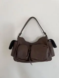 【美品】GU 多機能ハンドバッグ ダークブラウン 2WAY 収納抜群