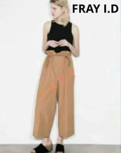 FRAYI.Dフレイアイディー　切り替えオールインワン　キャメル×黒ペプラムヒモ