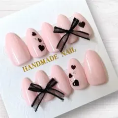 6.リボン　ハート　量産型 ワンホン 韓国 地雷　フレンチガーリー　ネイルチップ