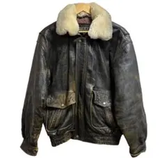G1 フライトジャケット USA ブラックレザーフライトジャケット ボア襟付き