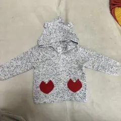 GAP くま耳フード付きカーディガン グレー 赤　80 男の子　ニットセーター