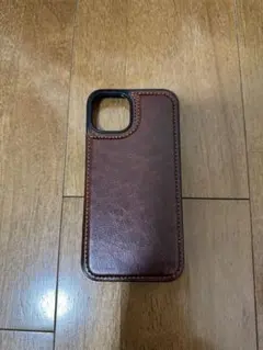 iPhone14 スマホケース　ブラウン(背面カードケース付き)