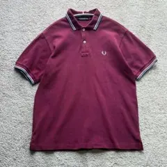 フレッドペリー ヴィンテージ ポロシャツ 鹿の子 ロゴ刺繍 ボルドー 日本製 M