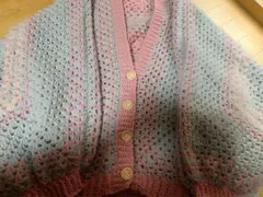 ヘキサゴングラニーカーディガン/手編み/ハンドメイド
