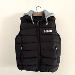 スエットフード付き中綿ベスト　XL ブラック