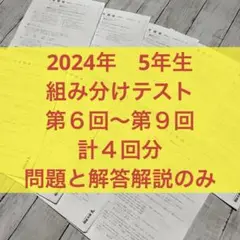 5年生 2024年 組み分け テスト 第６回〜第９回 問題と解答解説のみ