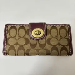 COACH コーチ 長財布 レザー キャンバス シグネチャー ターンロック