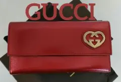 AWH04 グッチ 美品 ラブリーハート フラップ長財布 ゴールド金具のサムネイル