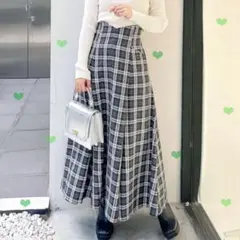 ② MERCURYDUO チェックハイウエストコルセットスカート ブラック