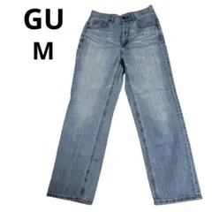 GU ハイウエストストレートジーンズ ブルーM 定番着回しオールシーズン