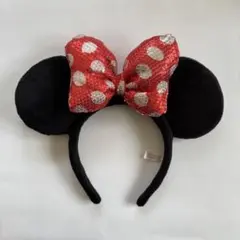 ディズニー ミニー カチューシャ スパンコール 赤