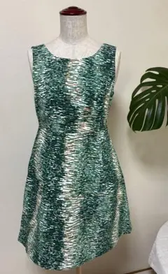 ZARA BASIC ノースリーブワンピース グリーン 総柄 Sサイズ