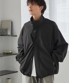 ナイロンオーバートラックジップブルゾン ショートモッズコート　モノマート