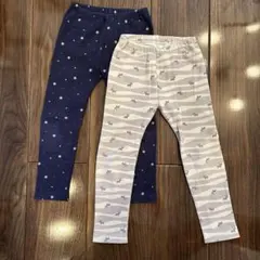ユニクロ キッズ レギンス 2枚セット 110cm ネイビー・ホワイト 裏起毛