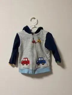 ミキハウス 車刺繍 フード付きトレーナー