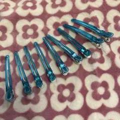 青いクリップヘアピン 12個セット