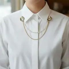 昭和レトロエレガントパールゴールドネックレスブローチ ヴィンテージ ブラウスに