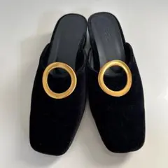 LILY BROWN ラウンドモチーフベロアミュール