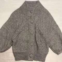 ルクールブラン グレー ニットカーディガン 長袖 くるみボタン