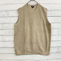 ユニクロ ニットベスト XL ベージュ ラグランノースリーブ 秋冬 Vネック