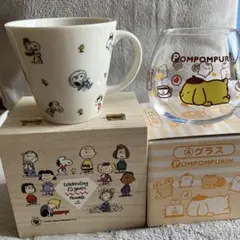 PEANUTS スヌーピー 75周年記念マグカップ と、グラス