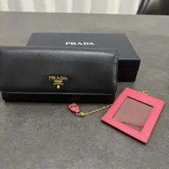 【美品】PRADA プラダ　サフィアーノ　長財布　バイカラー　パスケース付き