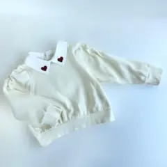 apres les cours ハート刺繍 襟付き トレーナー 白 100cm