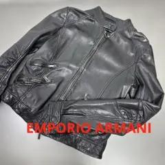 【美品】アルマーニ　エンポリオアルマーニ レディース レザージャケット ブラック 美品】アルマーニ エンポリオアルマーニ レディース レザージャケット