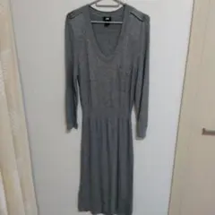 H&M グレー 薄手ニットワンピース L