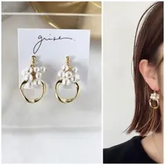 596 つぶつぶ　パール　ピアス　イヤリング　ハンドメイド　結婚式　ブライダル