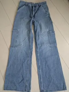 H&M ワイドレッグカーゴデニムパンツ US 4