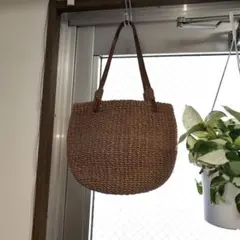 ストロー編みトートバッグ ベージュ