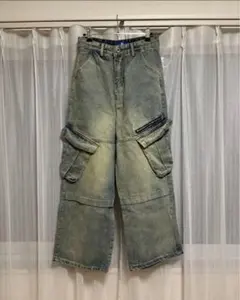 QS86 LOCA PEOPLE ウォッシュ デニム カーゴ 韓国 韓スト 青のサムネイル