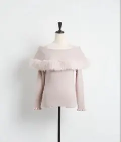 toccocloset ファー付きケープライク袖口フリルリブニットプルオーバー