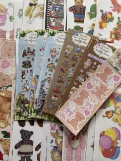 韓国作家 動物ステッカー くま うさぎ 100枚 + シール 6種