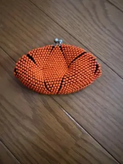 オレンジ ビーズ がま口コインケース