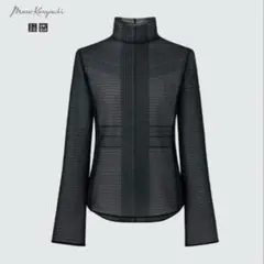 新品未使用タグ付　ユニクロ　メッシュハイネックT ブラック　￼L