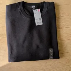 【ほぼ新品】ユニクロ ウォッシャブルミラノリブニットTシャツ 半袖 L ブラック