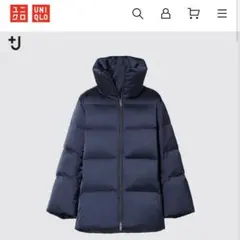 美品！ ユニクロ プラスジェイ ダウンボリュームジャケット ネイビー XLサイズ